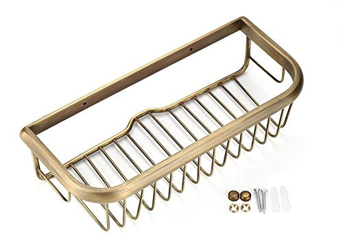 EVTSCAN 30 cm support de douche mural étagère de salle de bain en laiton massif douche shampooing support panier de rangement avec porte-serviettes