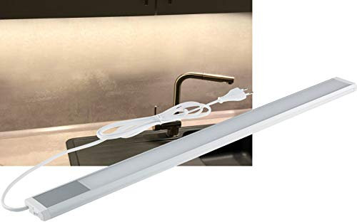 ChiliTec LED Unterbauleuchte Lichtleiste 60cm 10Watt 1280 Lumen 230V Comprido 1,5m Kabel mit Schalter Beleuchtung für Küche Arbeitsfläche 3 Stück Licht Warmweiß