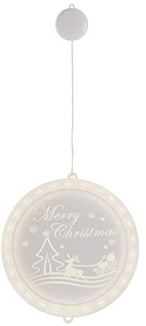 AmeliaHome LED Fensterdekoration Acrylanhänger Weihnachtsbeleuchtung batteriebetrieben Weihnachtsdeko rund Merry Christmas