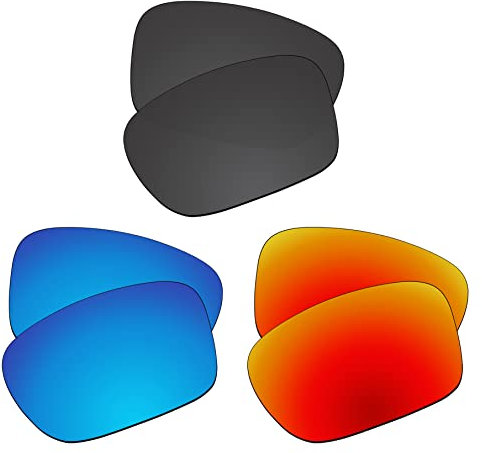 EZReplace Ersatzgläser für Oakley Jupiter Carbon OO9220 Sonnenbrille (polarisierte Gläser) – passend für Oakley Jupiter Carbonrahmen (Carbon Black+Ice Blue+Fire Red), Carbon Schwarz + Ice Blue + Fire