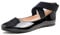 Feversole Ballerina Pelle Scamosciata Colorata con Cuscino in Memory Foam per amaretti da Donna Pelle vegana Verniciata Nera Taglie 37 EU