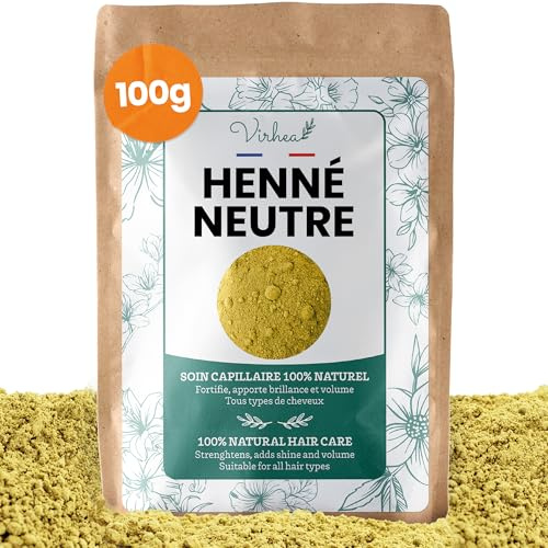 VIRHEA® Neutrales Henna 100g - Farbloses Henna für für Gesundes, Strahlendes Haar und Haut - Ideal für Anwendungen - Vegan und ohne chemische Zusatzstoffe Cassia Obovata