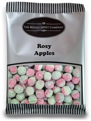 The Boiled Sweet Company® Rosy Apples 1Kg - Traditional Sugar coated Boiled Sweets - Crisp Apple Flavour - Green and Red in Colour - Bulk 1 Kilo Bag - A Retro Pick and Mix Gift Idea