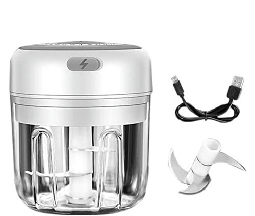 WANWEN Electric Food Chopper USB Charger, Kitchen Helper, 250ML, Food Cutter for Vegetable, Pepper, Onion, Garlic,Baby Food Perfect Kitchen Tools,White little surprise