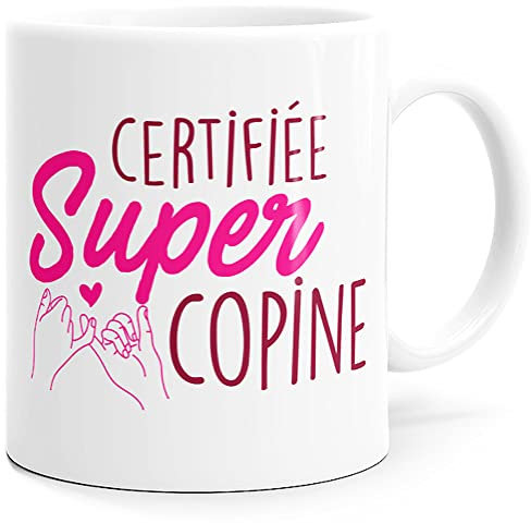 Luigi Collection Mug Humour Super Copine Tasse Message drôle. Idée Cadeau Original Rigolo Amie Collègue Sœur Femme Nana pour Anniversaire St Valentin Noël Fête Amitié Céramique 325ml