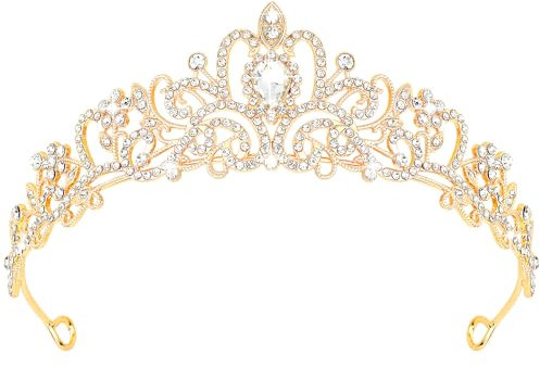 CIEHER Gold Tiara Kronen für Frauen Mädchen Prinzessin Krone Tiaras für Frauen Tiaras für Mädchen Braut Hochzeit Abschlussball Quinceanera Geburtstag Krone Weihnachten Krone Geschenke Haarschmuck für