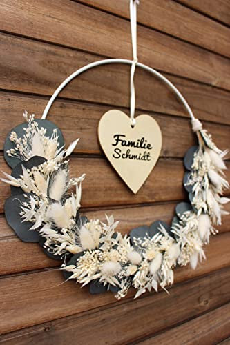 Trockenblumenkranz personalisiert Eukalyptus Eukalyptuskranz (Holzherz)