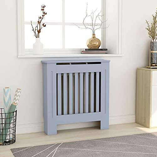 Bopdu Radiator Cover Cabinet Adjustable MDF Wood Modern White Decorative for Living Room Bedroom Grey 78 cm
