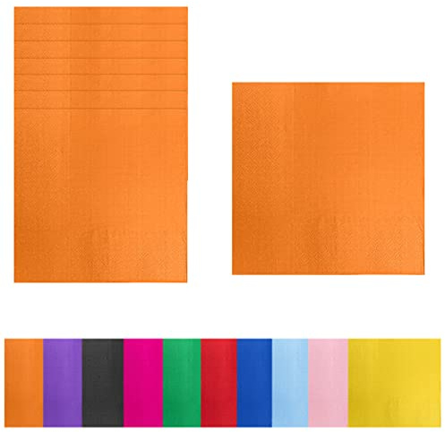 20P Orange Serviettes Napkins,Solid Color Napkin for Birthday Party | 33cm Talking Tables Napkins,2 Ply Beverage Luncheon Decorative Soft Dinner Napkin Cocktail Napkin for Party,Bar,Restaurant
