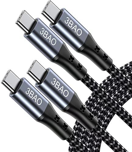 USB C to USB C Cable 60W/3A 2Pack 1m2m, USB C Charger Cable Fast Charge Braided USB C Fast Charger Cord Compatible with MacBook Pro 2021,iPad Pro 2021,Galaxy S22,Note 20 10,Pixel 6/5a/4 XL,PS5,LG