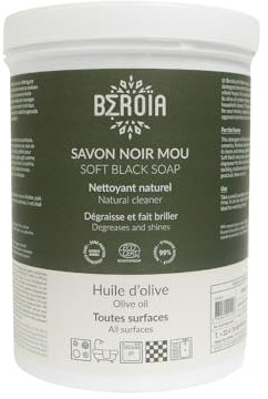 Savon noir en pâte éco-détergent 100% olive - COSMOS ORGANIC - Nettoyant d'origine naturelle - Multi-usages - 1 kg - BEROIA