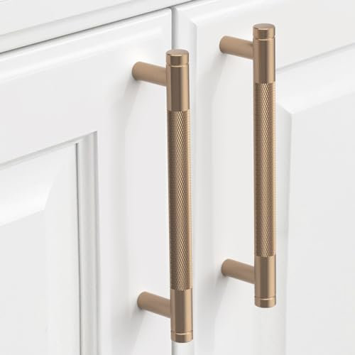 9BUILD 10 Pack 128MM Dark Champagne Bronze Kitchen Cupboard Handles Knurled Cabinet Handles Cabinet Pulls Drawer Handles Kitchen Handles UK0037