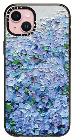 CASETiFY Impact Schutzhülle für iPhone 15 Plus, militärische Qualität, Fallgetestet, 2,5 m Fallschutz, kompatibel mit Magsafe, Farbdruck, Nantucket Blue Hortensien, klares Schwarz
