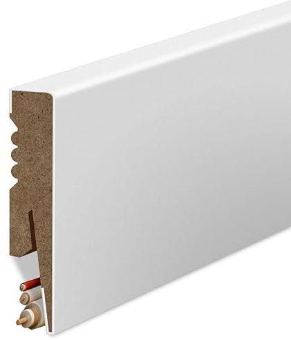 Plinthe en MDF lisse, 10 cm de hauteur, 1,6 cm d’épaisseur, 207 cm de longueur