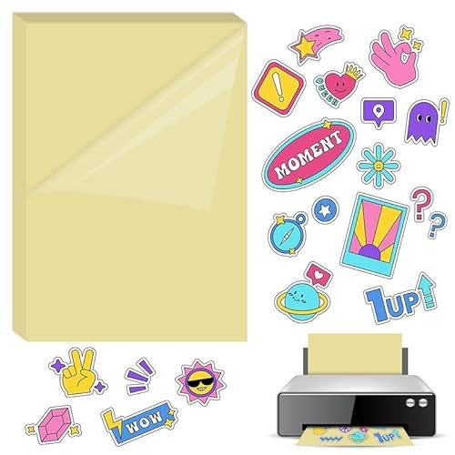 50 Stk Transparenter, Selbstklebender Aufkleber Wasserdichter, transparenter A4-Aufkleber für PET-Folienetiketten für Laserdrucker-Büromaterial