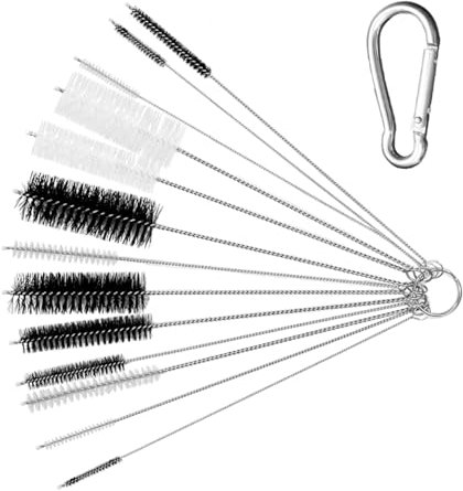 13 Long Handle Cleaning Brushes And 1 Carabiner Hook, Wine Glass Cleaning Brush, Coffee Machine Cleaning Brush, Crevice Brush, Bottle Brush, Multifunctional Cleaning Brush