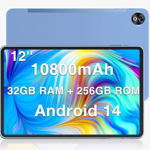 DOOGEE T20 Ultra Tablet 12 Pollici Android 14 Tablet, 32GB + 256GB ROM/2TB TF, 2.4K Tablet, 2.2GHz G99 Octa-core, 10800mAh Batteria, Tablet PC Dual SIM 4G LTE/5G WiFi/GMS/GPS/Widevine L1, Blu