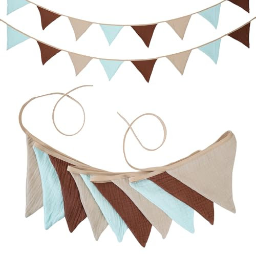 2 Stück Wimpelkette Kinderzimmer,2.6m Wimpelkette Stoff,Wimpelkette Stoff Kinderzimmer,Wimpelkette Outdoor,Wimpelkette Baby,Wimpelkette Beige,Wimpelkette Outdoor,Wimpelkette Bodenbett