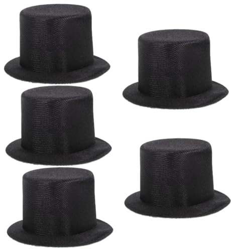 5Pcs Weihnachten Mini Schwarze Zylinder Hüte Mini Schneemann Hüte Santa Hüte Kappen Weihnachten DIY Handwerk Ornament Größe S (Schwarz)