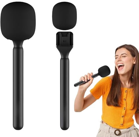 Microphone Holder, Microphone Handle Mount with Draft Shield for RODE Wireless Go, DJI Mic CM22, MS003, Accessories Interview Rig Replacement with Most Wireless Mics