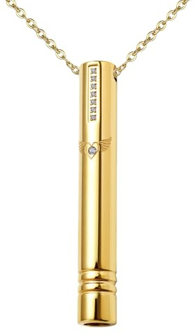 Flongo Achtsames Atmen Raucherentwöhnung Halskette: Rosegold Gold Raucherentwöhnung Hilfsmittel Edelstahl Angst Atmung Kette Herz Flügel Cubic Zirconia Anhänger Meditation Entspannung Herren Damen