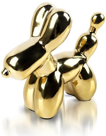 JWTRSVTY Ballon Hund Ornamente, Ballon Hund Keramik Dekoration, Ballon Hund Statue, Ballon Hund Figur Gold, Welpe Gold Figuren Deko, für Dekoration von Wohnzimmern, Schlafzimmern, Büros, Vitrinen