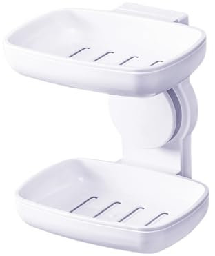 Portasapone Bagno Doccia con Ventosa Senza Foratura, con Scarico Rimovibile in Plastica (2)