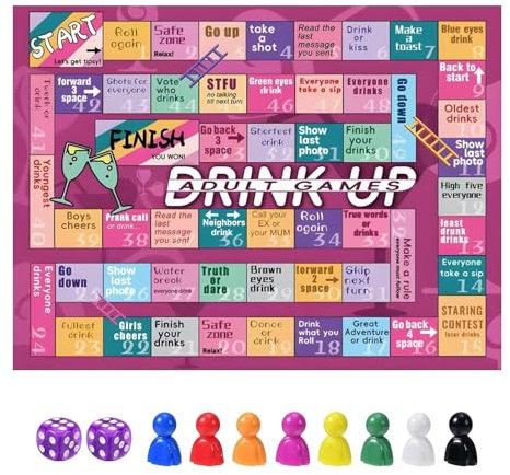 Trinkspiele, Trinkspiele für Erwachsene, m-onopoly-Brettspiel für Erwachsene, Spieleabend für Paare, Trinkbrettspiele, Ledermatte, Trinkspiele für Erwachsene, Brettspiel für Spieleabend, Geburtstag