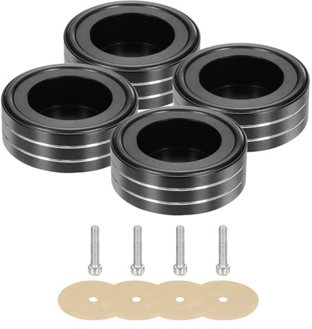 QUARKZMAN 4 Pz Pad di Isolamento per Subwoofer, 58x22mm Piedini Pad di Isolamento per Altoparlanti Punte di Isolamento per Giradischi Monitor da Studio Audio, Viti M4 Nere