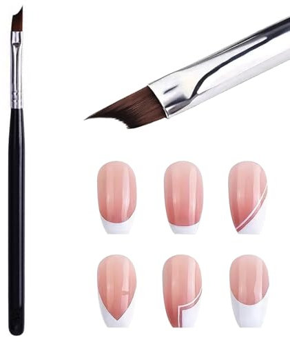 1 Pcs Oblique Head French Tip Nail Brush Thin Nail Brush Black Handle UV Gel Acrylic Painting Drawing Pen