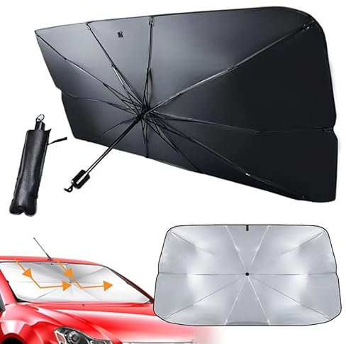 JOZMMZEOOA Parasol Coche Delantero,125x65CM Parasol Parabrisas Delantero de Coches General Plegable Paraguas Interior Paraso Delantero Coche Protección Ultravioleta Aislamiento Térmico,2025 Nuevo