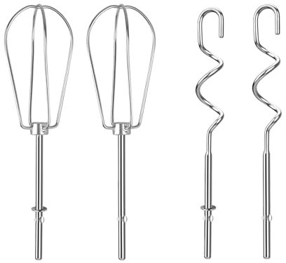 4 Stück Schneebesen Werkzeug Handmixer Ersatz Knethaken und Rührbesen Edelstahl Handmixer Zubehör Kompatibel mit Kitchenaid 18cm