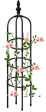 Rund Obelisk Garten Spalier für Kletterpflanzen Rebe 35 59 71 83 Hohe Schwarze Outdoor Metalobelisk Spalier, Leicht, 1 Stück (12,6 /32 cm Dia. x 82,7/210cm H)