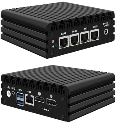 SJRC Pentium J3710 Fanless Mini PC, 4x 2.5GbE LAN, OPNsense Micro Firewall Appliance Dual 4K HD/DP, Desktop Compact PC 8GB DDR3 RAM 256GB SSD, RJ45 COM, 2 x USB3.0 for Home Office