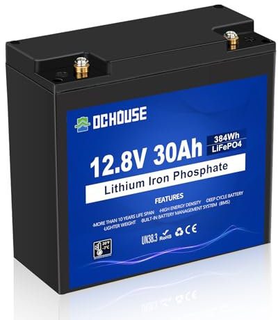 DC HOUSE 12V 30Ah Mini LiFePO4 batteria al litio, BCI Gruppo U1 con 30A BMS, bassa temperatura cut-off, 4000+ cicli profondi Perfetto per Fish Finder, Trolling Motor, scooter per bambini