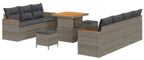 vidaXL Gartensofa-Set 10 STK. Grau Poly-Rattan