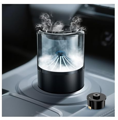 Auto Lufterfrischer Diffuser von MMOBIEL – Langanhaltender Elektrischer Duft Diffusor mit Ein/Aus, 2 Sprühmodi, 4 Intensitätsstufen – USB/Akku betrieben – Flammenfrei – Inklusive Kabel & Kartusche
