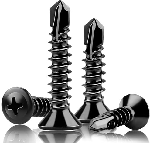 120pcs 4.2x19 mm Self Tapping Screws Self Drilling Screws Wafer Black for Metal Sheets Roofing Windows, Etc