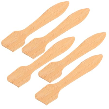 CTIRCHIU Bamboo Beauty Spatula Set 5pcs Mini Cosmetic Mask Mixing Spoons for Skincare Face Mask Application Reusable Makeup Scoop Tools for Personal Care