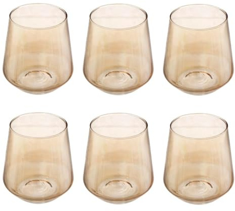 Paris Prix Secret de Gourmet - Lot de 6 Verres à Eau 45cl Ambre