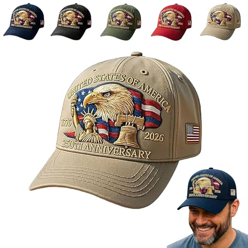 Generisch Eagle – United States 250th Anniversary Hat, Adjustable Patriotic Baseball Cap with Bald Eagle,250 Anniversary USA Hat Unisex (4)