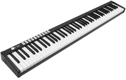 Piano digital de 88 teclas con teclado de tamaño completo, contrapesado, con Bluetooth, MIDI, pedal de sustain, funda de transporte y adaptador de corriente for principiantes.(Black)