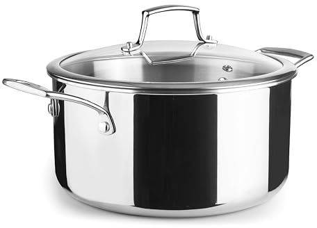 Lacor - 60870 - Trichef Kasserolle, 3 L, 20 cm, Edelstahl 18/10 und 1060-Aluminium, dreilagig, Griffe und Knopf aus Stahlguss, Geeignet für Induktion, Backofen und Spülmaschine
