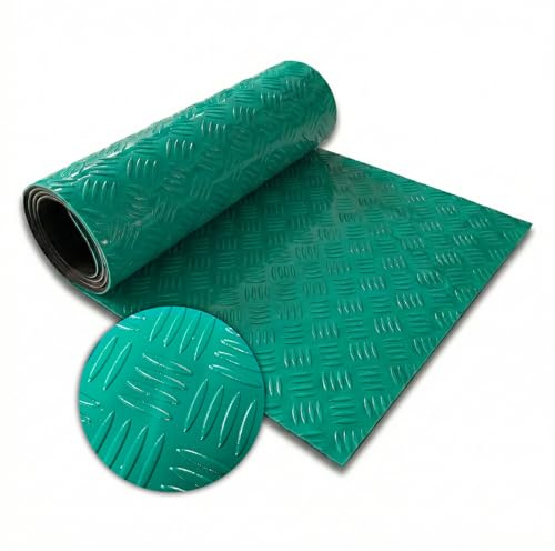 Floordirekt PVC-Bodenbelag - Riffelblech-Optik - Industrieboden - Pflegeleicht & Belastbar - Rollenware mit Zuschnitt - Bullet Grün - 110x250 cm