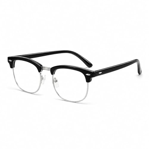 RSYHVG Blue Light Blocking Glasses, Clear Lens Anti Glare UV Protection Eyeglasses, Vintage Black Oval Frame for Computer Work, Gaming & Daily Digital Use