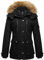 Wantdo Femme Veste à Capuche en Coton Classique Manteau Chaud Polaire Parka d'Extérieur d'hiver Veste Militaire Coupe-Vent Mi-Long Décontracté Noir S