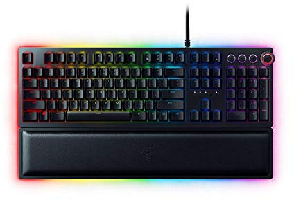 Razer Huntsman Elite (Purple Switch) - Clavier de Jeu avec commutateurs opto-mécaniques (contrôle Rotatif, Repose-Paume éclairé, RGB Chroma) Clavier AZERTY | Noir