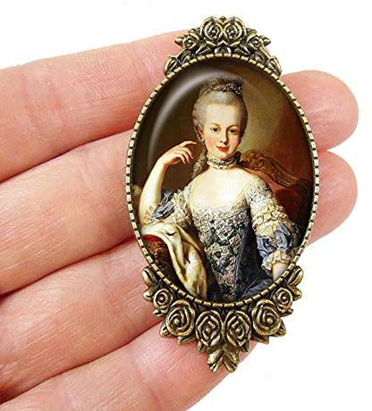 Broche bronze épingle Marie Antoinette cabochon reine de france cadeau noël