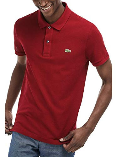 Lacoste Slim Fit Short Sleeve Collared Burgundy Mens Polo Shirt PH4012 EUP