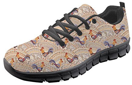 Coloranimal Frauen Mädchen gehen einfach zu Fuß Sneakers Air Mesh Leichtes Laufen Jogging Wohnungen Lustige Böhmische Hahn Design Gym Sport Outdoor Wandern Tennis Schuhe EU Größe 41